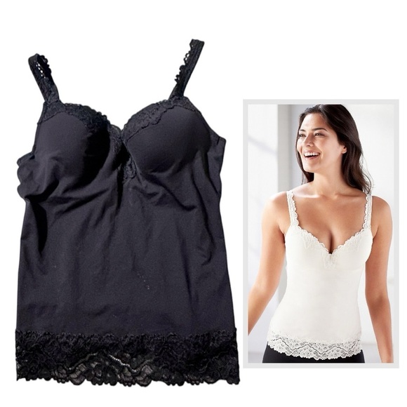 SOMA Black Travelers Addison Camisole Bra Lace Trim Tank Shapewear Women's 34C - Picture 14 of 14